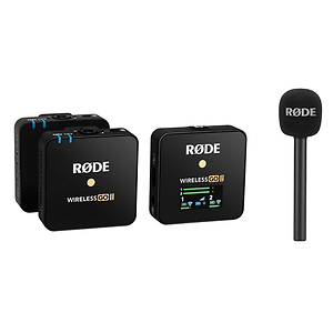 Wireless GO II 2-Person Compact Digital Wireless Microphone System/Recorder (2.4 GHz, Black) with Interview GO Handheld Mic Adapter