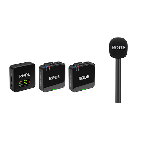 Wireless GO 2-Person Compact Digital Wireless Microphone System/Recorder - Gen 3 (2.4 GHz, Black) with Interview GO Handheld Mic Adapter Image 0