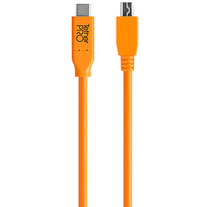 TetherPro USB Type-C Male to 5-Pin Mini-USB 2.0 Type-B Male Cable (15 ft., Orange)