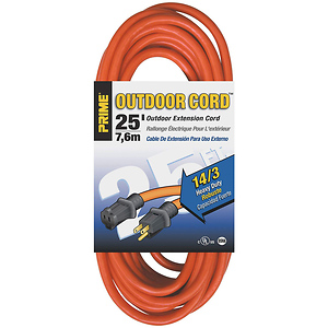 25 ft. 14/3 Heavy Duty Outdoor Extension Cord (Orange)