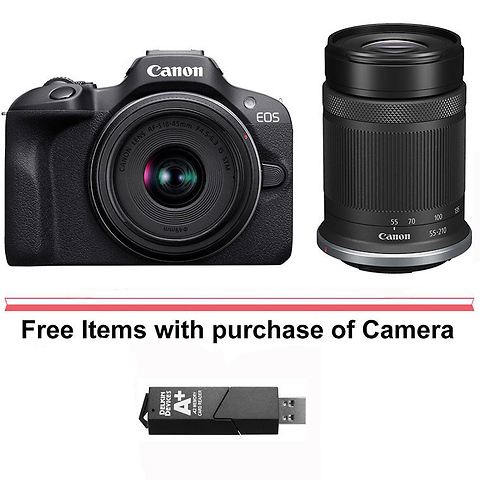EOS R100 Mirrorless Digital Camera with 18-45mm Lens and 55-210mm Lens Image 0