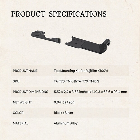 Top Mounting Kit for Fujifilm X100VI (Black) Image 4