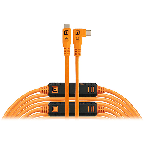 TetherPro Optima USB-C Cable (31 ft., High-Visibility Orange, Right-Angle) Image 0