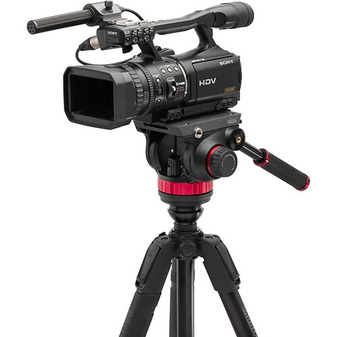 3-Section Aluminum Video Tripod Kit with Fluid Head Image 6