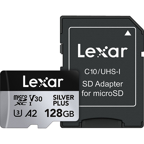 128GB Professional SILVER PLUS UHS-I microSDXC Memory Card with SD Adapter Image 0