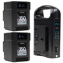 2x Kratos 150Wh Gold Mount Li-Ion Batteries & Dual Battery Charger Kit Image 0