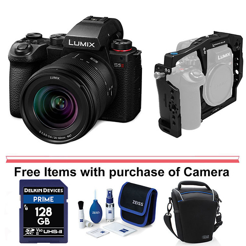 Lumix DC-S5 II Mirrorless Digital Camera with 20-60mm Lens (Black) with Kondor Blue Cage Image 0