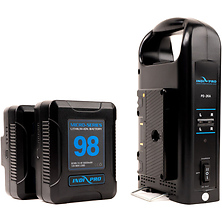 2 x Micro-Series 98Wh Li-Ion Gold Mount Batteries with Dual Gold Mount Battery Charger Kit Image 0