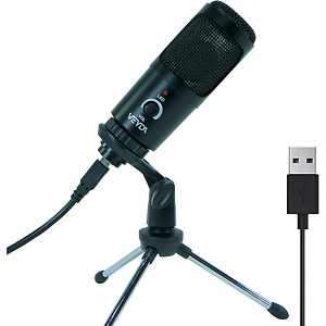 Veyda USB Condenser Microphone - Desktop Tripod Mount, Mic Windshield and USB Cable