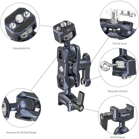 Magic Arm with Dual Ball Heads (1/4 in.-20 Screw and NATO Clamp) Image 2