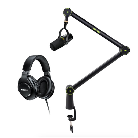 MV7+ Podcast XLR/USB Microphone, Boom Arm and Headphones Bundle Image 0