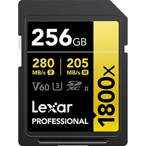 256GB Professional GOLD Series 1800x UHS-II SDXC Memory Card