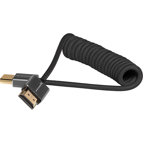 Coiled High-Speed HDMI 2.0 Braided Cable (12 to 24 in., Raven Black) Image 1